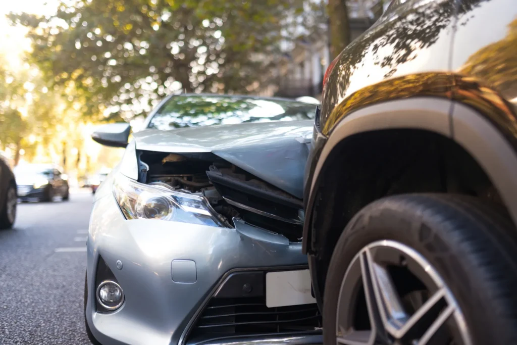 A road traffic accident scene
