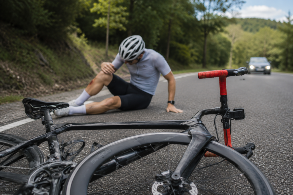 A cyclist riding on a road